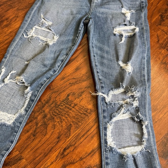 Abercrombie & Fitch Jeans Women's Sz 4 High Rise Skinny Blue Stretch Distressed - Picture 2 of 7